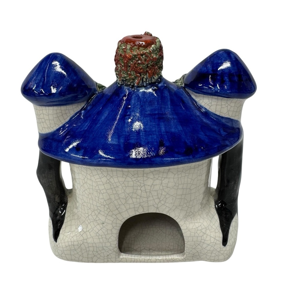 Staffordshire Cottage Pottery Pastille Burner Tealight Blue Roof England - Picture 2 of 11